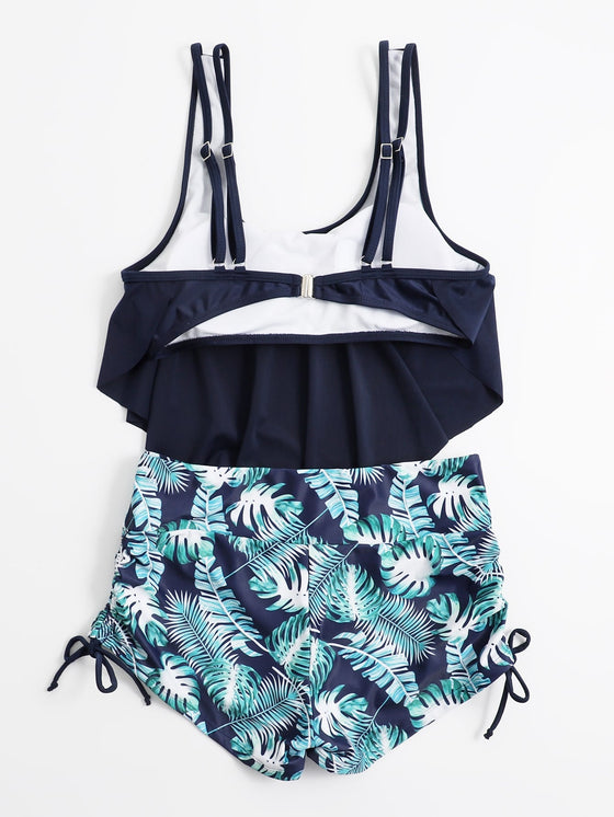 Floral Tropical Hanky Hem Bikini Swimsuit