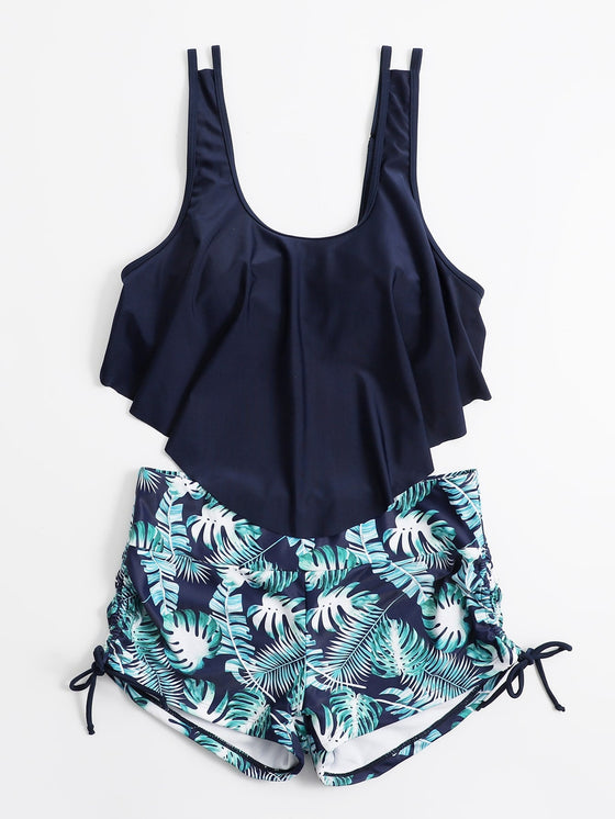 Tropical Hanky Hem Shorts Bikini Swimsuit