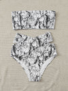 Plus Marble Print Bandeau Bikini Swimsuit