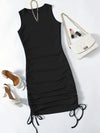 Drawstring Side Rib knit Bodycon Dress