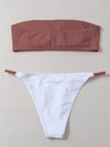 Two Tone Bandeau Thong Bikini Swimsuit