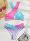 Color Block Cross Front Bikini Swimsuit