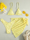 3pack Floral Triangle Bikini Swimsuit With Beach Skirt