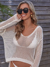 Scoop Neck Drop Shoulder Crochet Cover Up Without bikini