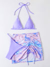 3pack Micro Triangle Bikini Swimsuit Marble Print Skirt