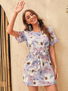 Floral Print Self Tie Dress