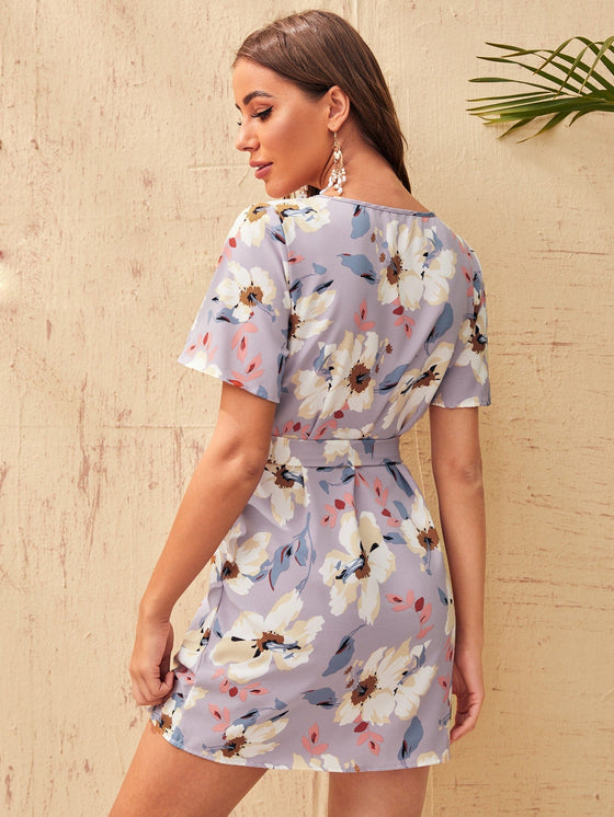 Floral Print Self Tie Dress