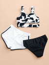 3pack Girls Cow Print Cut out Bikini Swimsuit