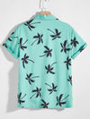 Men Tropical Print Button Through Shirt