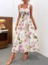 Floral Tie Shoulder Shirred Dress