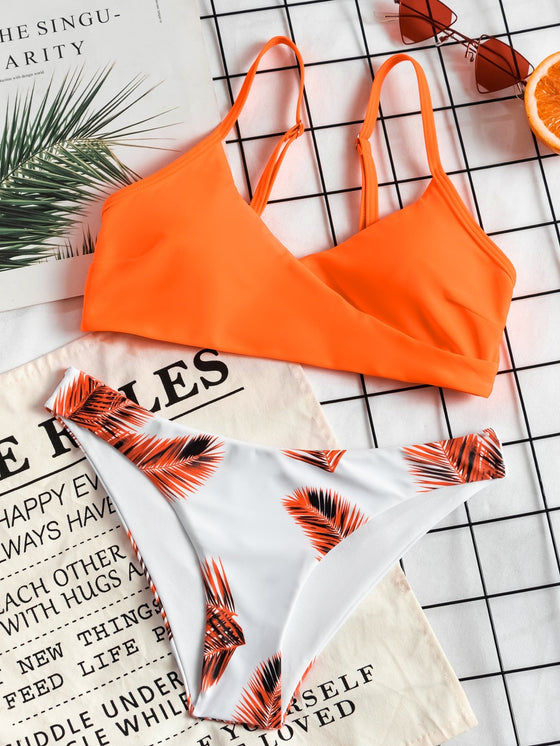 Tropical Pattern Bikini Swimsuit