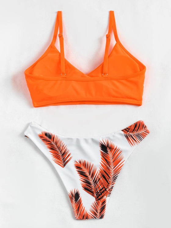 Tropical Pattern Bikini Swimsuit