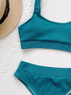 Solid Ribbed High Waisted Bikini Swimsuit