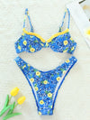 Floral Frill Underwire High Cut Bikini Swimsuit