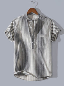  Men 1pc Striped Pocket Shirt