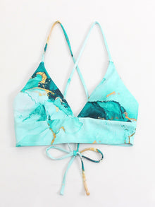  Random Marble V Neck Bikini Top