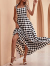 Knot Strap Flounce Hem Gingham Dress