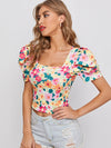 Puff Sleeve Allover Floral Print Top