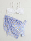 3pack Daisy Floral Pattern Rib Bikini Swimsuit Cover Up