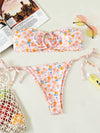 Random Ditsy Floral Bandeau Bikini Swimsuit