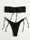 Self Tie Bandeau High Cut Bikini Swimsuit