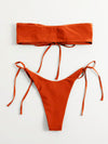 Self Tie Bandeau High Cut Bikini Swimsuit