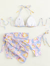 3pack Random Heart Print Bikini Swimsuit Cover Up