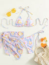 3pack Random Heart Print Bikini Swimsuit Cover Up