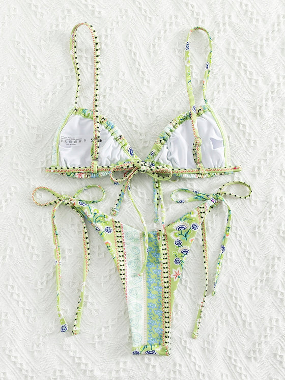 Paisley Ditsy Floral Tie Side Bikini Swimsuit