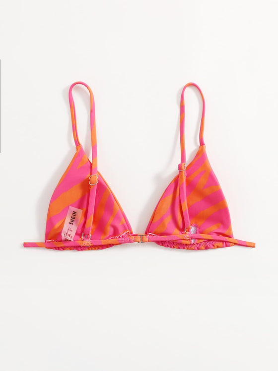 Allover Print Triangle Bikini Top