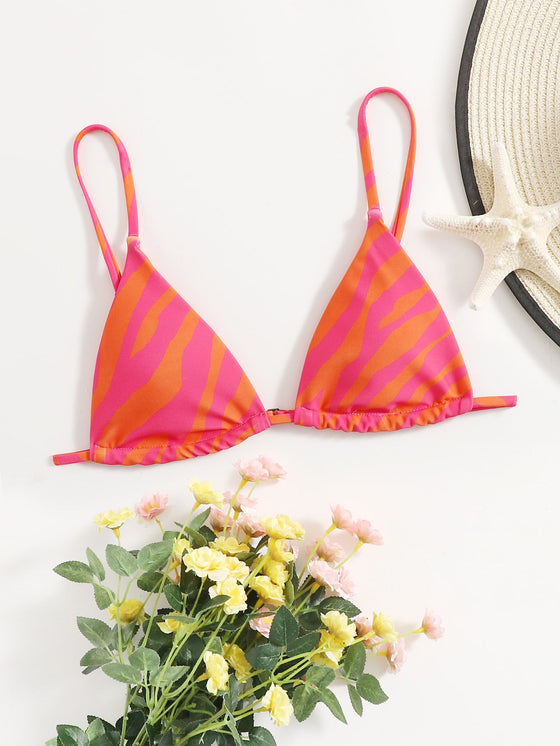 Allover Print Triangle Bikini Top