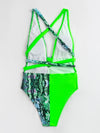 Snakeskin Knot Front Plunging One Piece Swimsuit