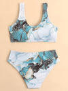 Girls Random Marble Print Bikini Swimsuit