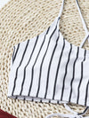 Striped Ruched High Waisted Bikini Swimsuit