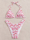 Floral Smocked Triangle Bikini Swimsuit