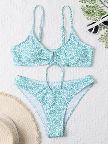  Ditsy Floral Tie Front Bikini Swimsuit