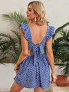 Ditsy Floral Ruffle Armhole Tie Backless Dress