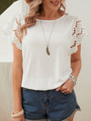 EMERY ROSE Eyelet Embroidery Sleeve Top