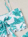 3pack Floral Graphic Knot Front Bikini Swimsuit Beach Skirt