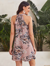 Tie Back Floral Print Halter Dress