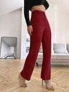 Solid High Rise Tailored Pants