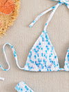 Floral Smocked Triangle Bikini Swimsuit