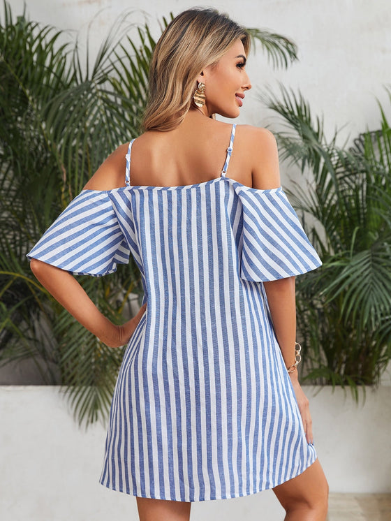 Cold Shoulder Striped Dress