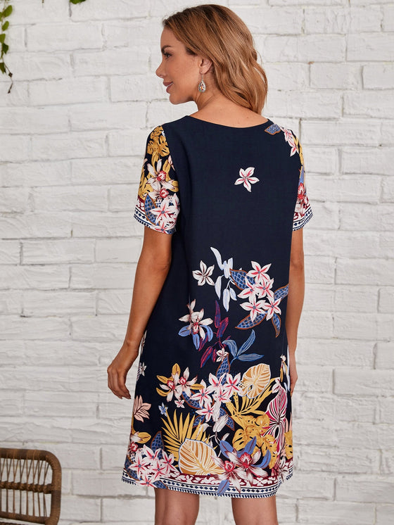 EMERY ROSE Floral Print Tunic Dress