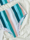 Colorful Striped High Waisted Bikini Swimsuit