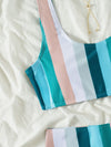 Colorful Striped High Waisted Bikini Swimsuit