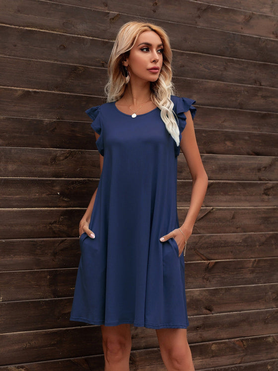 DEARCASE Ruffle Armhole Solid Dress