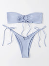 Self Tie Bandeau High Cut Bikini Swimsuit