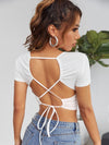 Lace Up Backless Crop Tee