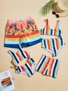 Colorful Striped High Waisted Bikini Swimsuit